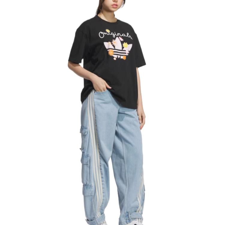 Adidas Originals Футболка с рукавом дроп-шоулд женская черная — фото 4