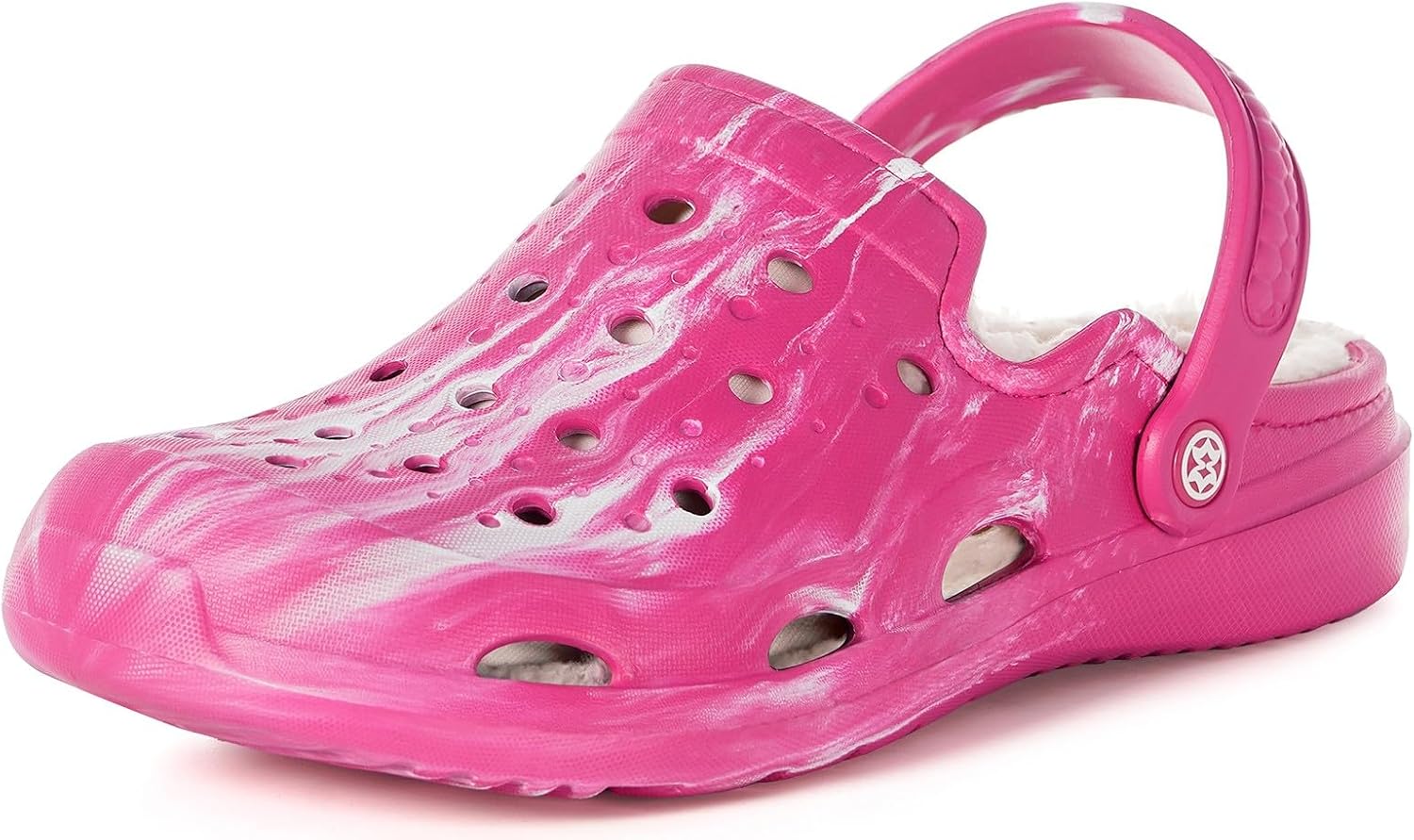 

Мужские и женские садовые сабо с подкладкой, унисекс, с меховой подкладкой, сандалии для садоводства на липучке, зимние домашние пушистые тапочки с поддержкой свода стопы Gaatpot, розовый