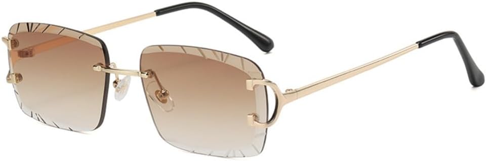 

Мужские солнцезащитные очки без оправы с градиентным переходом цвета, панк-стиль, винтажные очки в маленькой оправе, без оправы, защита от ультрафиолета UV400 MTZJH, C05 Gold Brown