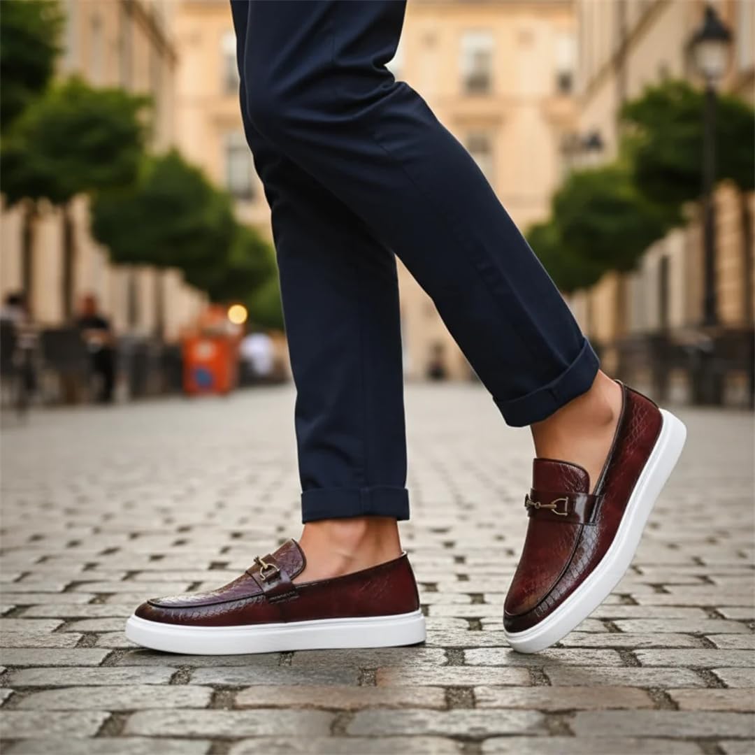 Лоферы Vauxhaller из тисненой кожи, Crimson — фото 4