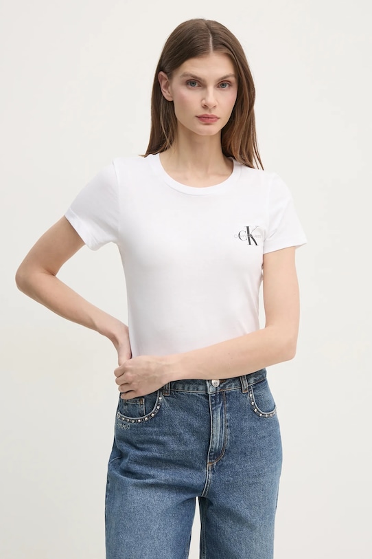 

Хлопковая футболка 2 шт Calvin Klein Jeans, белый