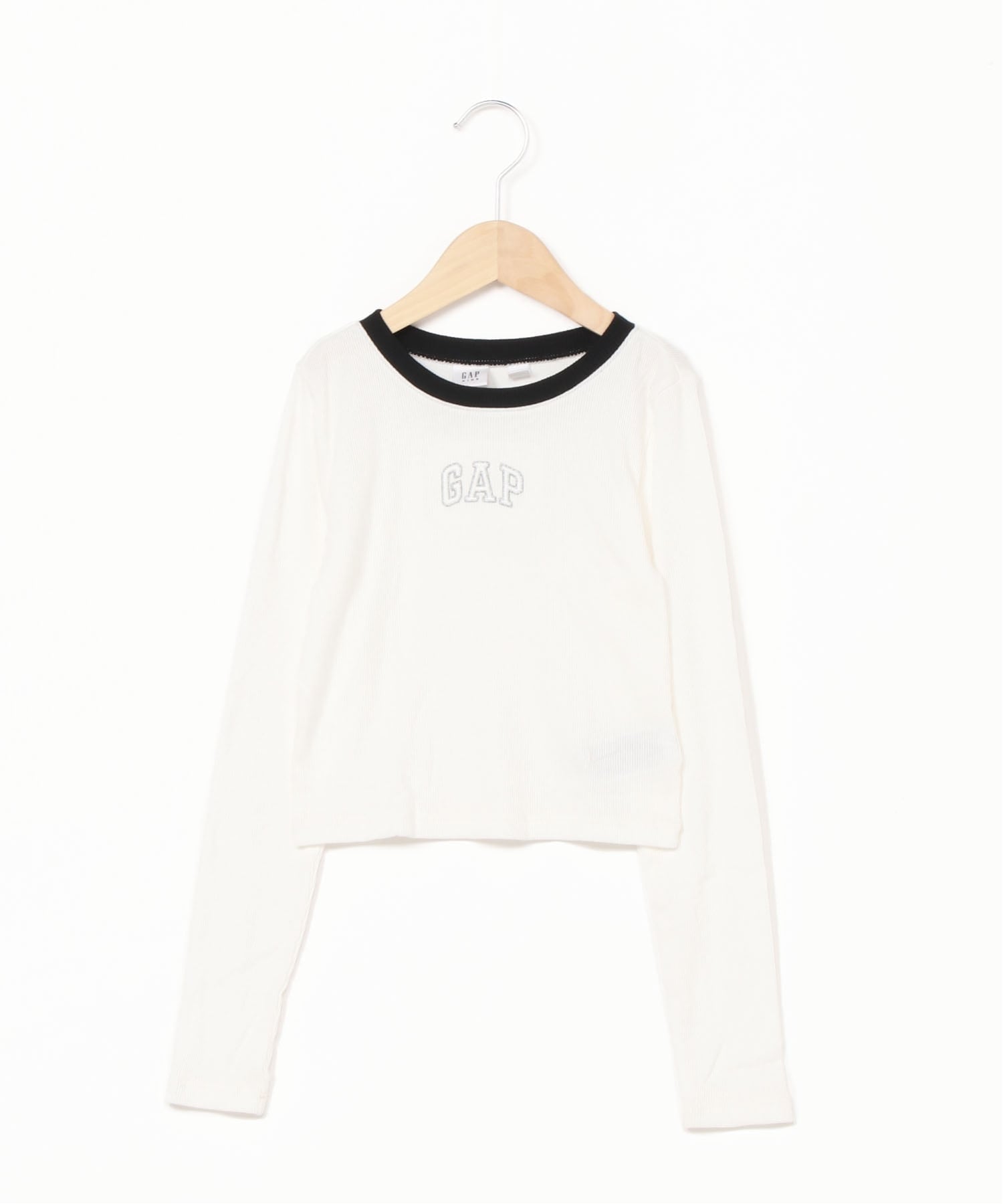 Детская укороченная футболка с логотипом (K)GAP, NEW_OFF_WHITE — фото 4