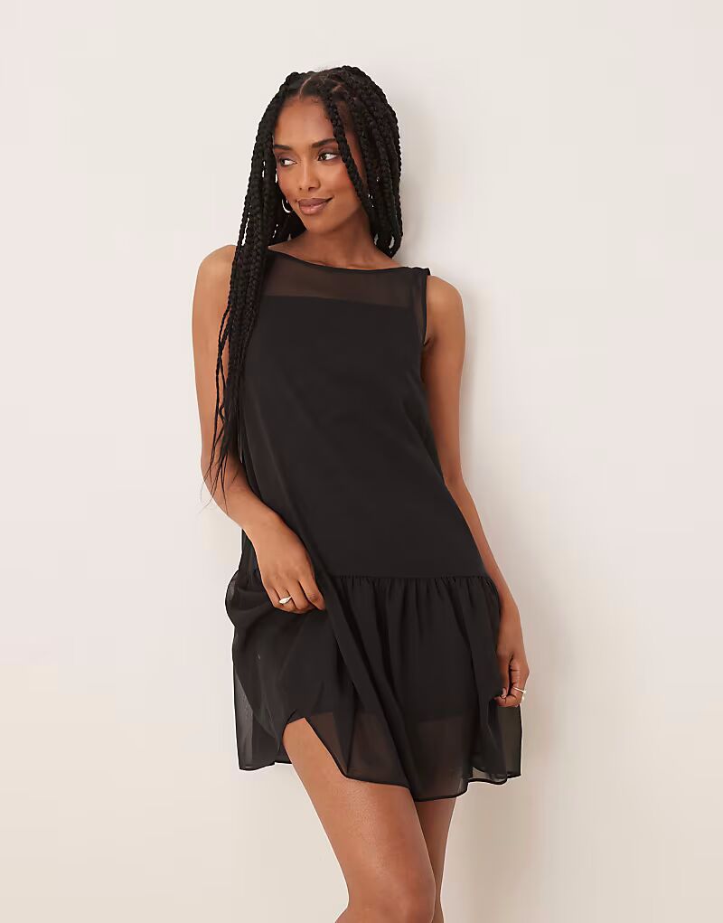 

Мини-платье с заниженной талией ASOS DESIGN черного цвета