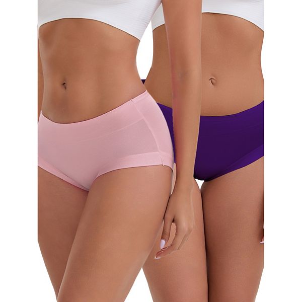 

Женские трусы мид-уайст из модала и хлопка, 2 шт Inspire Chic, Dark Purple Khaki