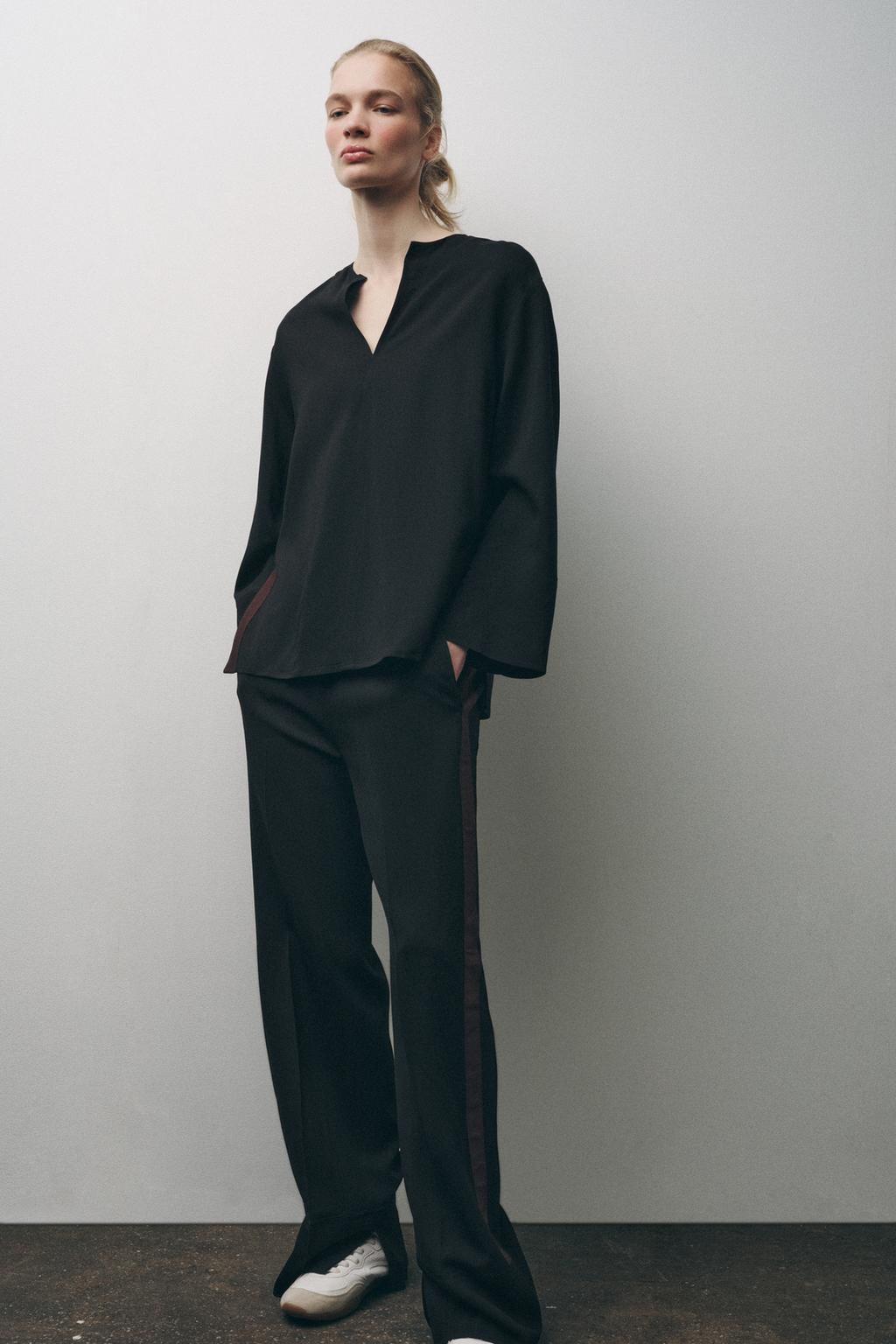 

Брюки в боковую полоску ZARA, черный