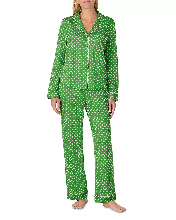 

Длинный пижамный комплект с принтом Kate Spade New York, зеленый
