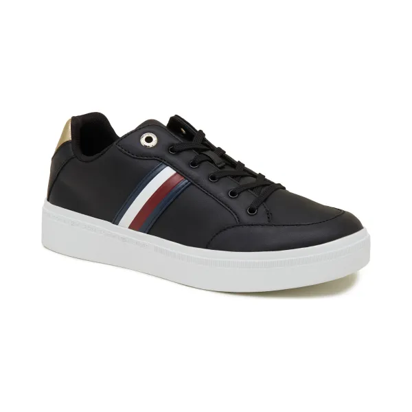 Кроссовки с завышенной талией и полосками Tommy Hilfiger, черный