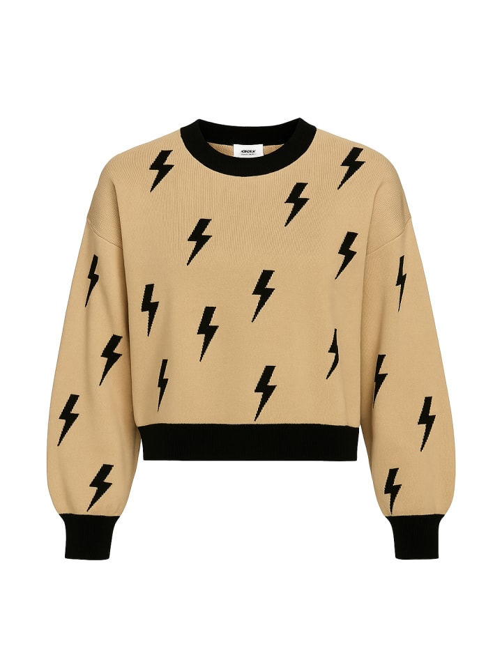 

Стильный свободный клетчатый свитер с круглым вырезом черного цвета. Noisy may