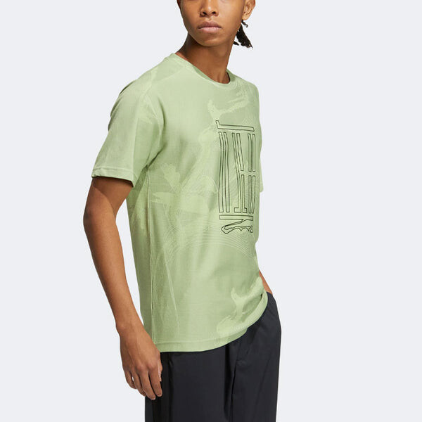 Футболка adidas WJ AOP TEE Sports Short Sleeve Orange Green, мультиколор — фото 4