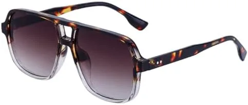 

Ретро-солнцезащитные очки с двойной перемычкой, квадратной формы, градиентные, UV400, модные, с заклепками, мужские солнцезащитные очки MTZJH, Leopard Tea Gradient