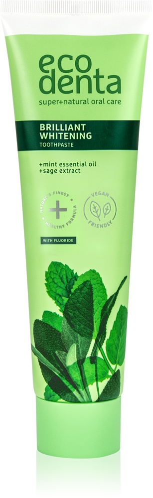 

Зеленая отбеливающая зубная паста с фтором для свежего дыхания Ecodenta, mint oil + sage extract 100 мл