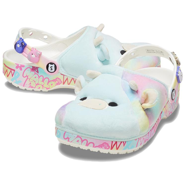 Crocs Классические тапочки Squishmallow в виде коровы для детей - сине-розовые, цвет Blue Pink — фото 4