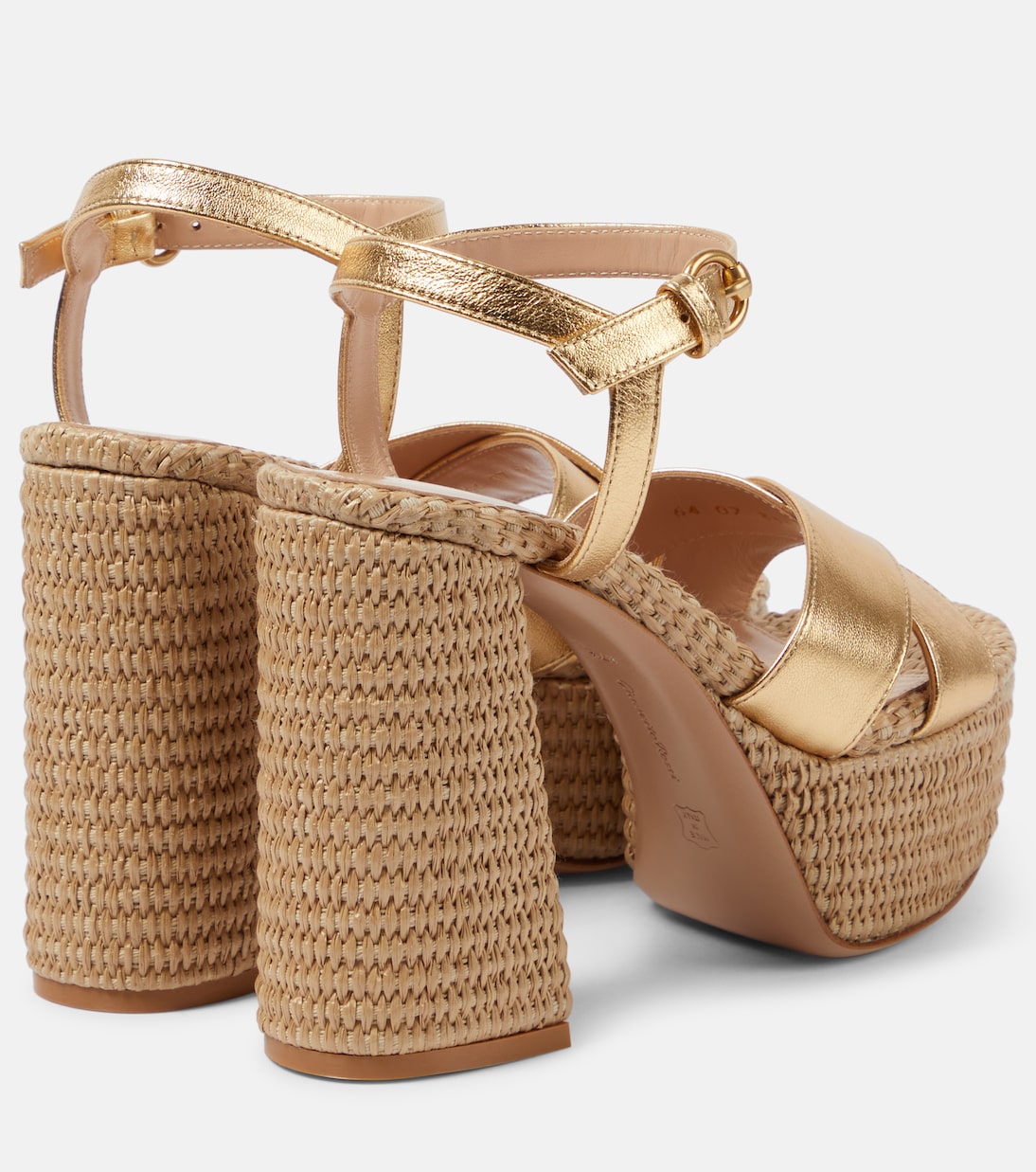 Сандалии на платформе из металлизированной кожи Gianvito Rossi, Mekong + Naturale — фото 3