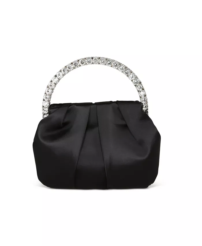 

Клатч Audrey из сатина с ручкой, украшенной стразами Jewel Badgley Mischka, черный
