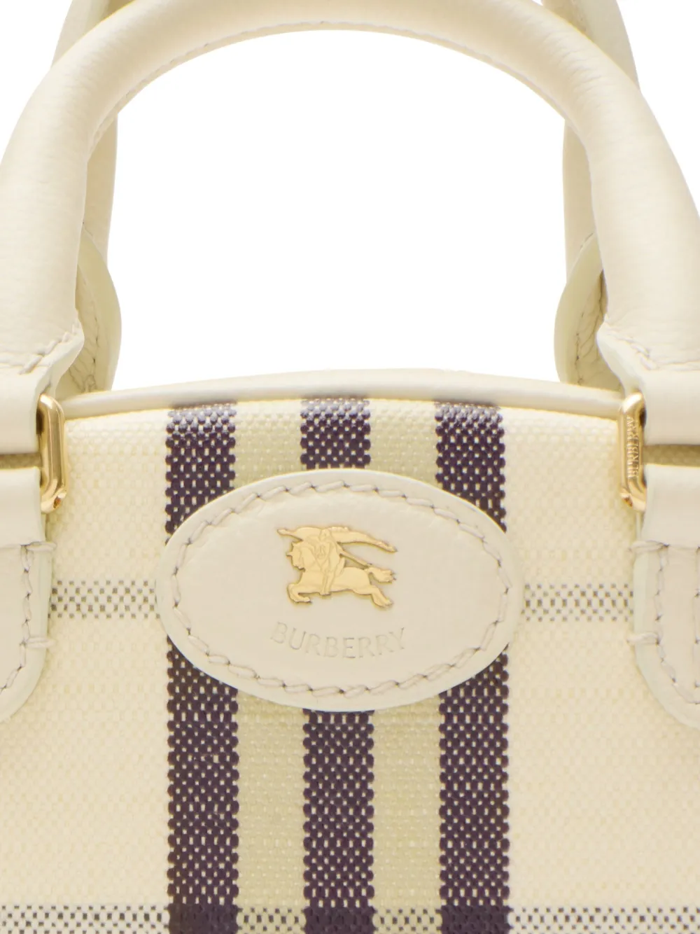 Клетчатая сумка-тоут размера мини Burberry, бежевый — фото 4