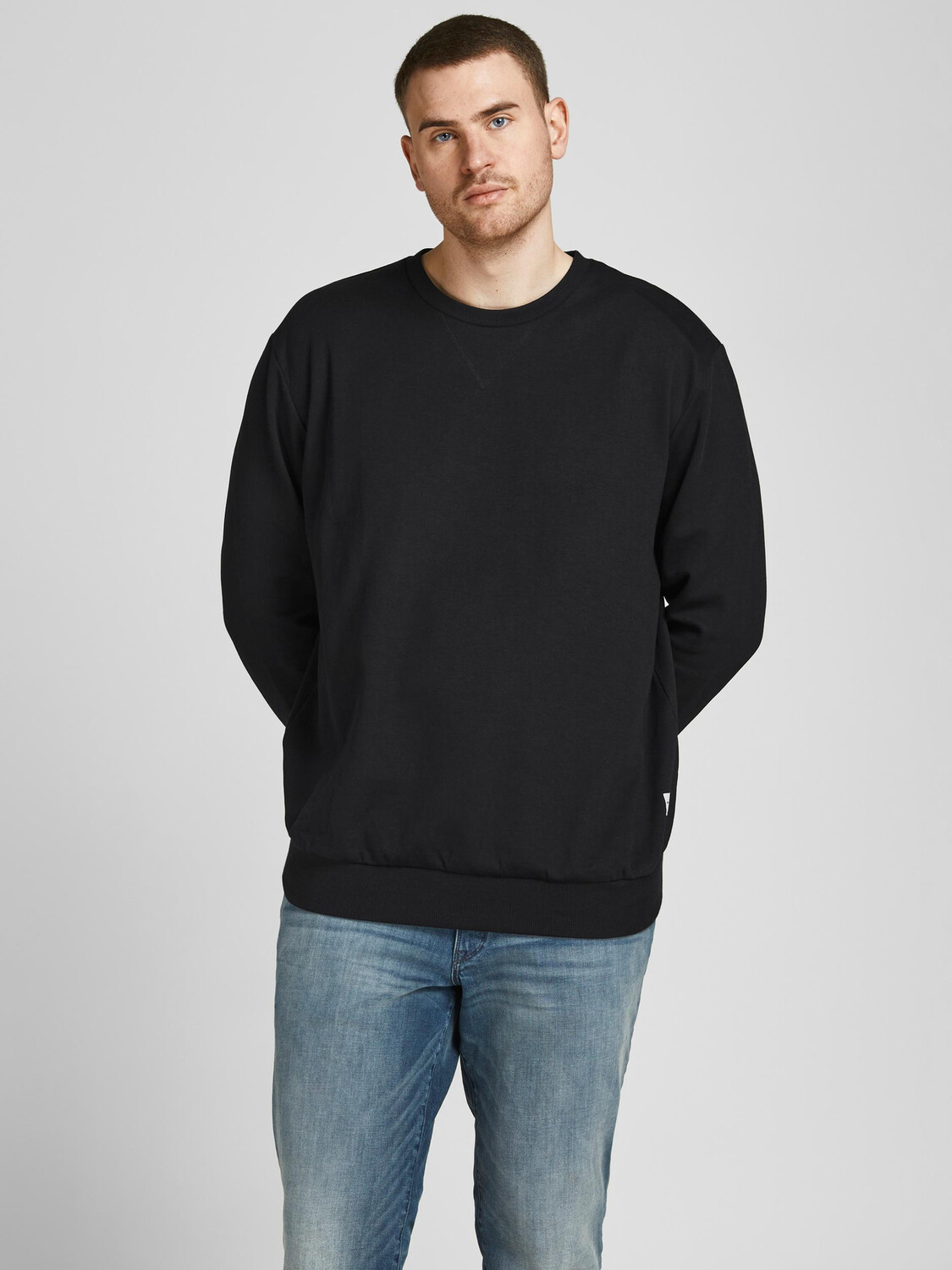 

Толстовка Jack & Jones Basic Sweater Plus Size Pullover Übergröße JJEBASIC, черный