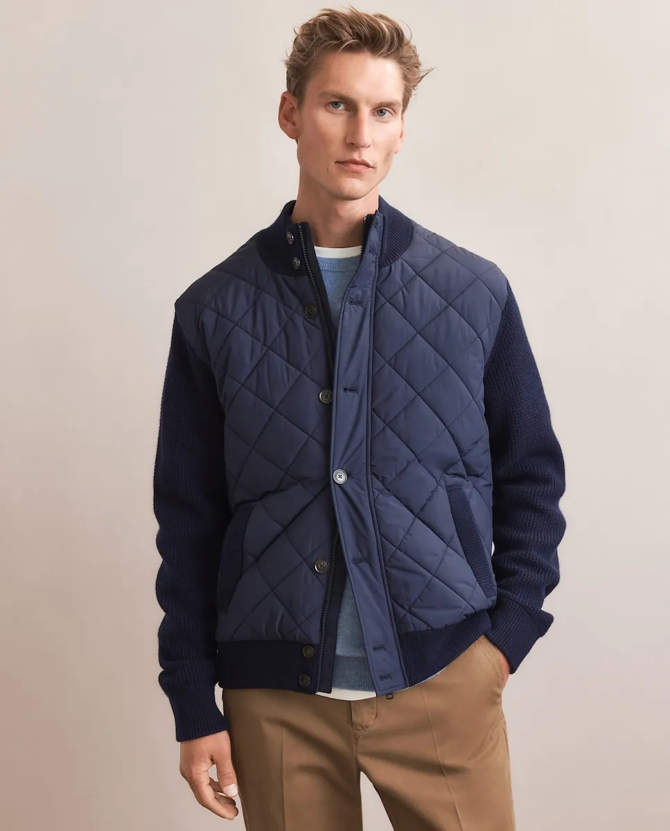 

Мужской кардиган с молнией спереди, нейлон Emidio Tucci, темно-синий