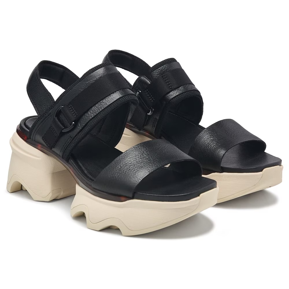 Босоножки Sorel с ремешком на заднике и каблуком Kinetic impact, black/chalk