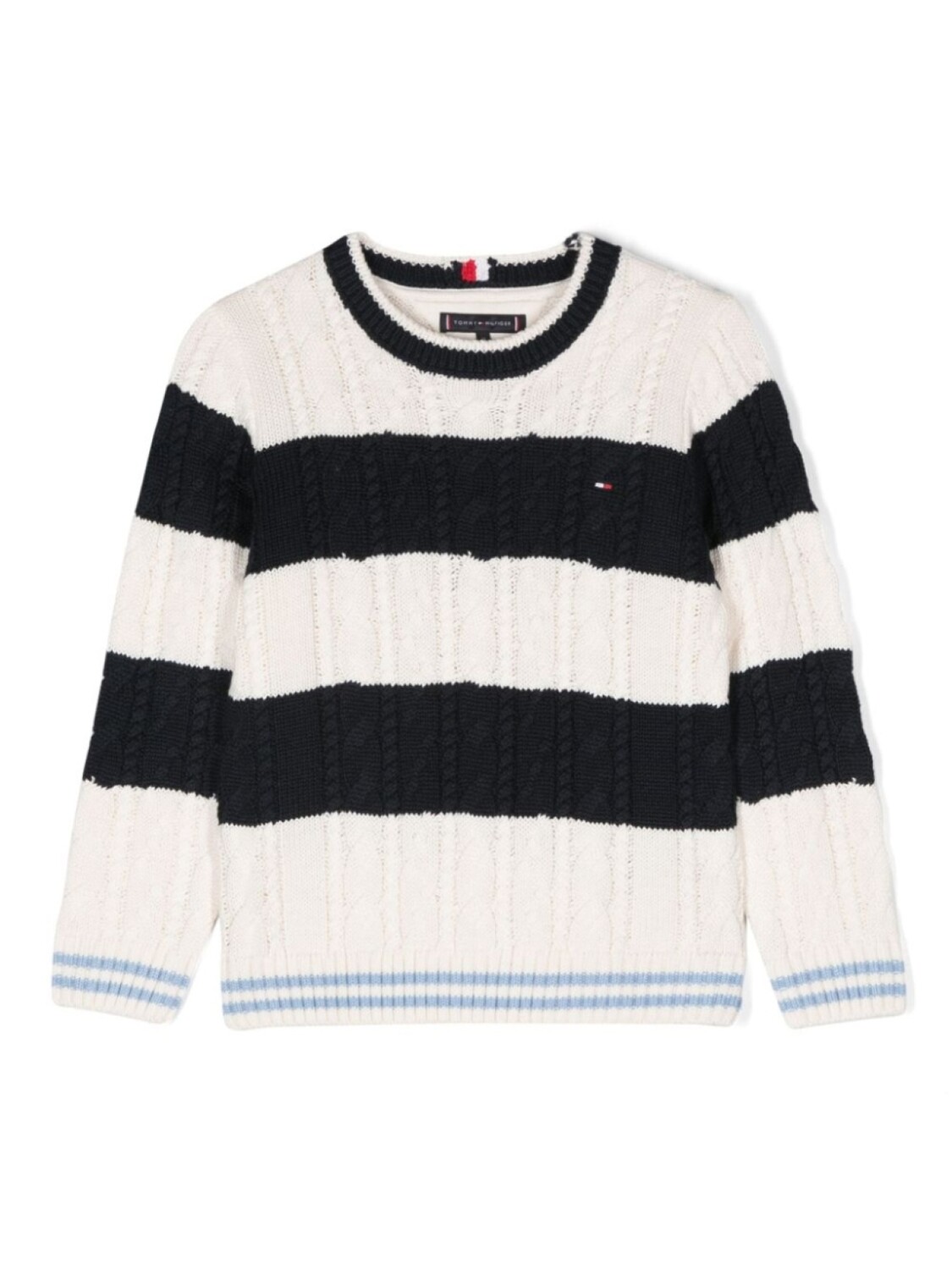 

Полосатый джемпер фактурной вязки Tommy Hilfiger Junior, белый