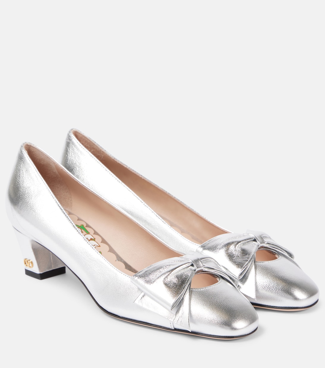 Туфли Bowow 45 из металлизированной кожи Valentino Garavani, серебряный