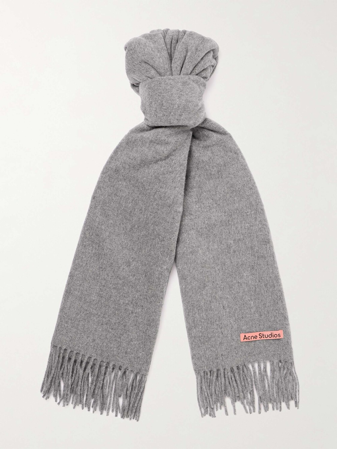 

Канадский шерстяной шарф с бахромой ACNE STUDIOS, серый