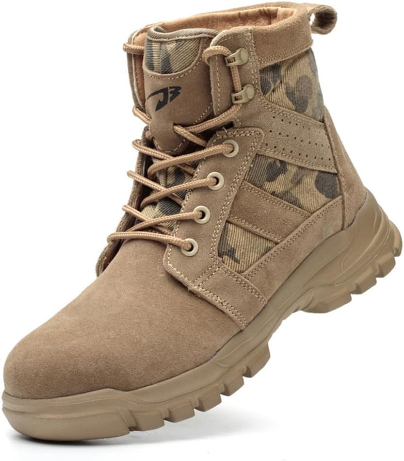 

Ботинки KYOESCAI с стальным носком для мужчин, проколоустойчивые защитные обувь, неразрушимые, удобные, идеально подходят для строительства, активного отдыха и походов, хаки