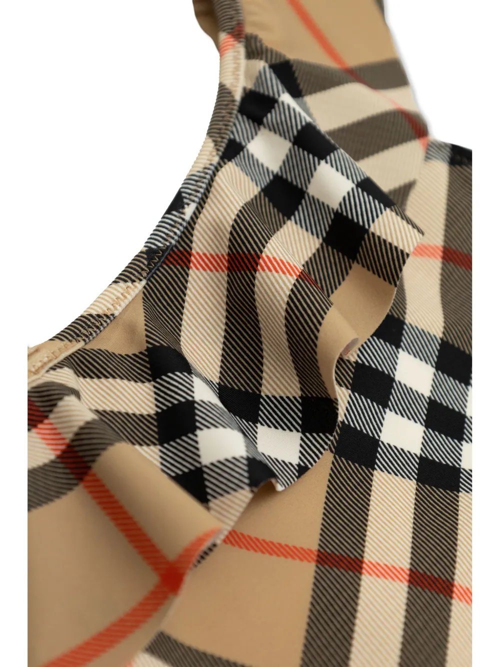 Слитный купальник в клетку BURBERRY KIDS, нейтральный — фото 4