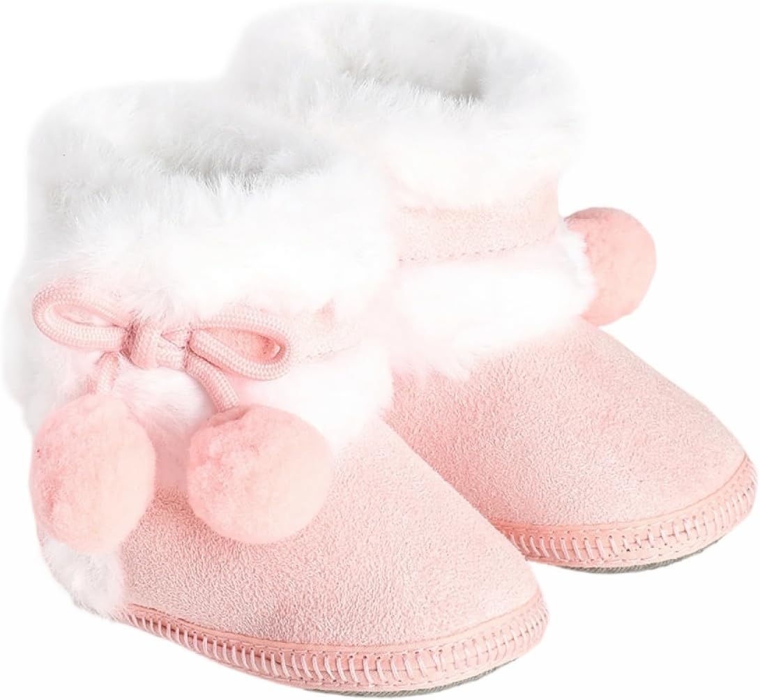 

Детские ботинки для девочек и мальчиков, нескользящие, зимние для новорожденных, теплые, на плоской подошве, повседневная обувь для прогулок для малышей YINNAGOO, A2-Pink