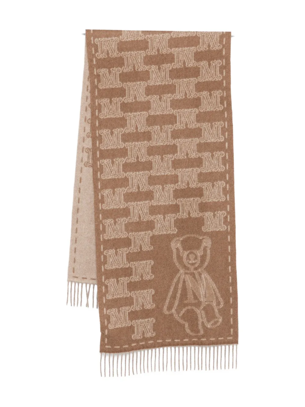 

Кашемировый шарф с мотивом медвежонка MAX MARA, нейтральный