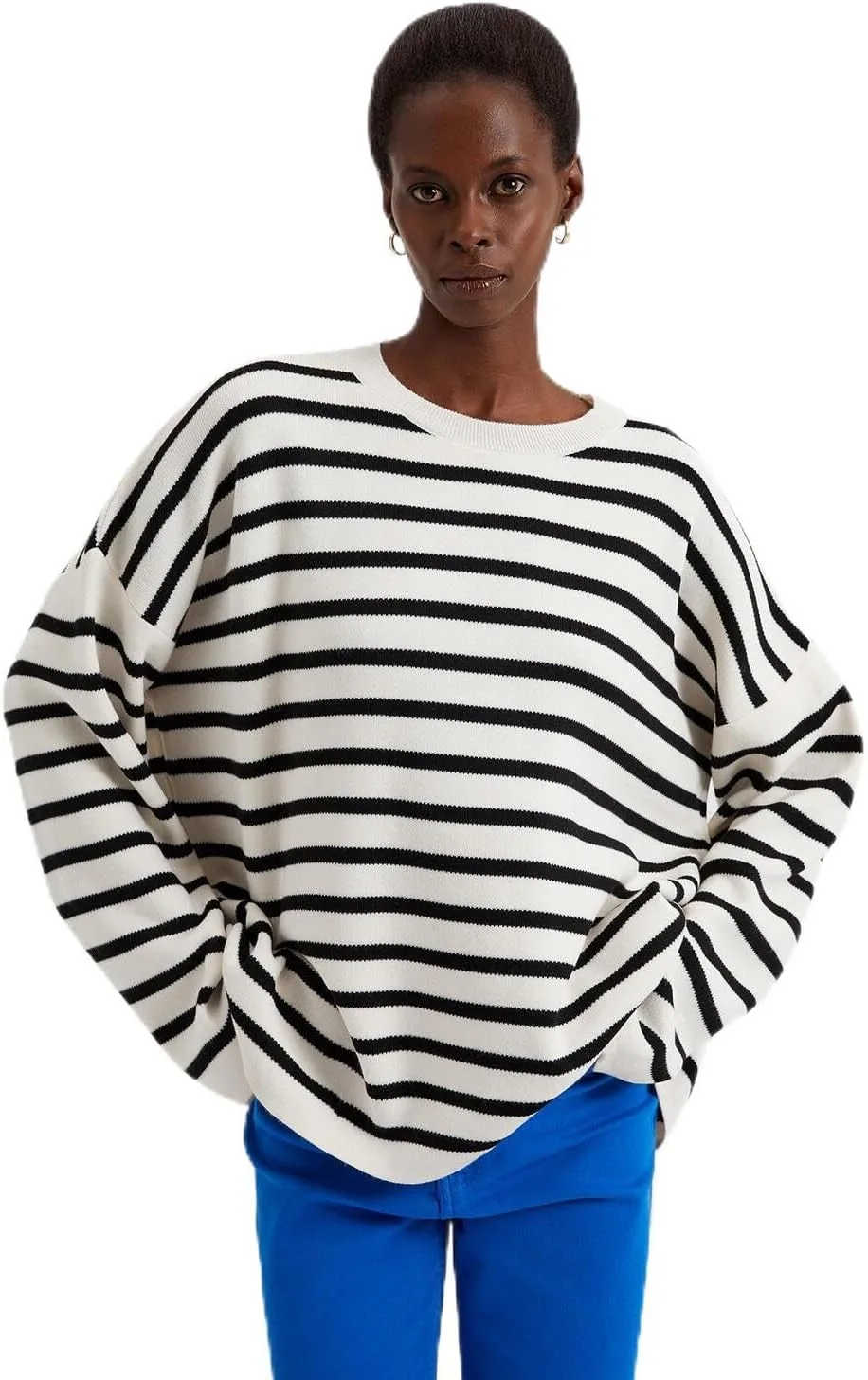 

Touche Prive полосатый свитер из мягкого хлопкового материала, Casual Fit
