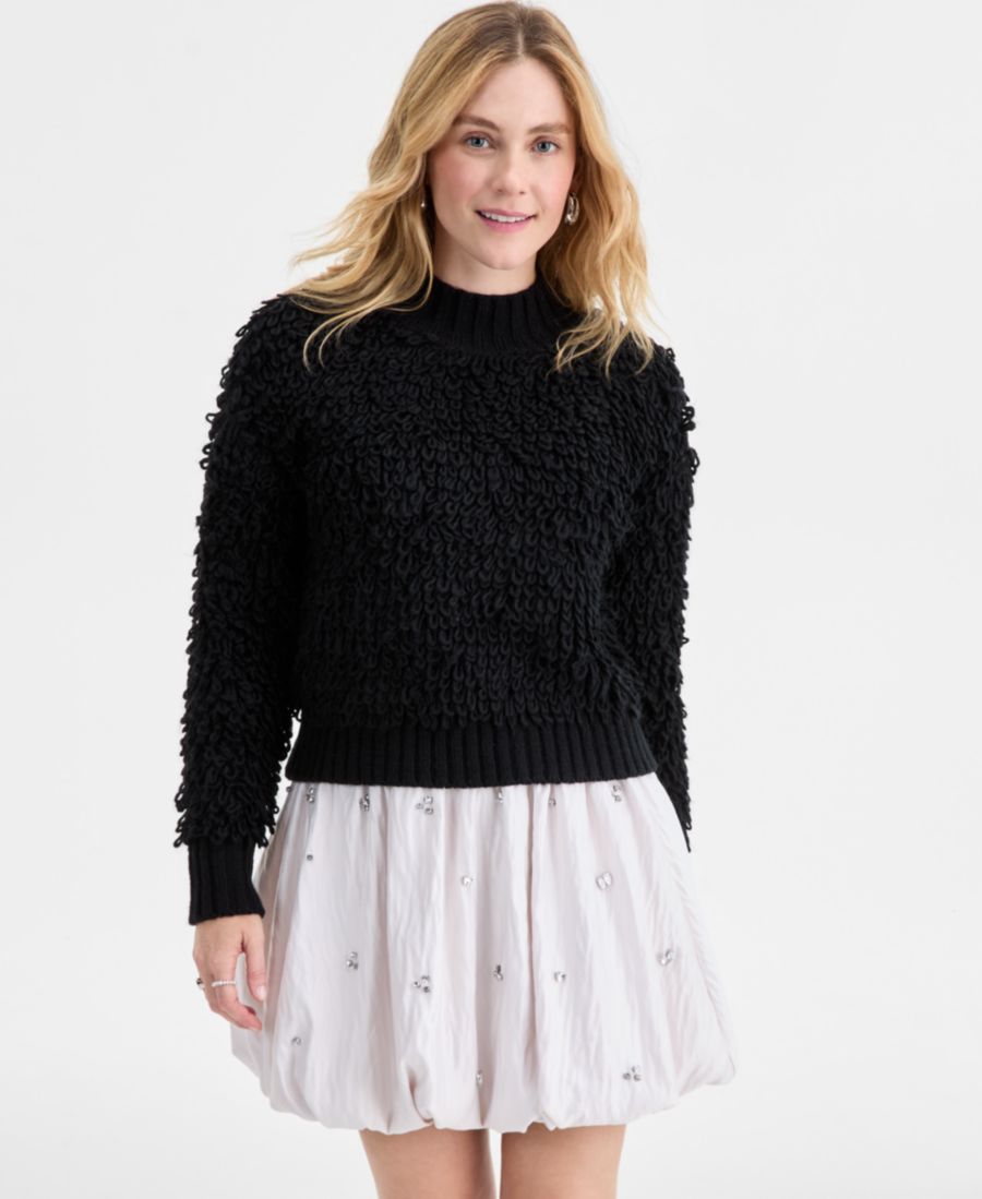 

Женский пуловер с плюшевой петлей, эксклюзивно от Macy's On 34th, Deep Black