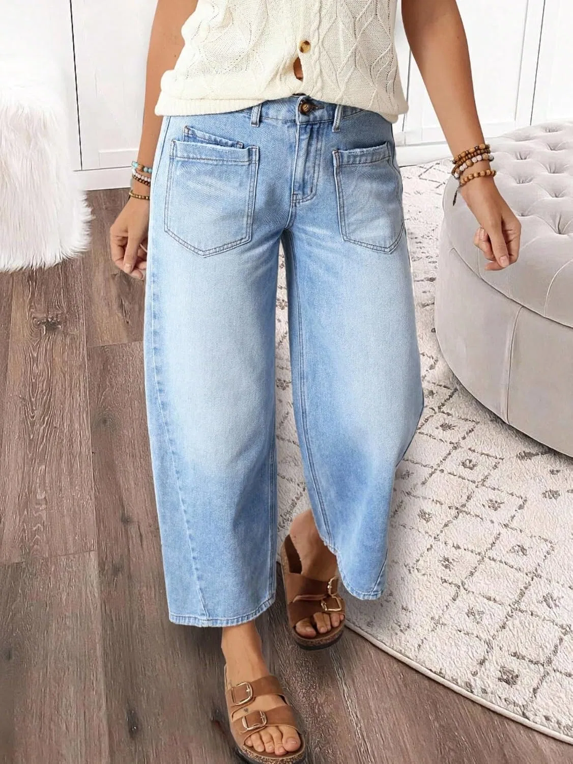 Джинсы свободные, Baggy Jeans Women, синие — фото 3