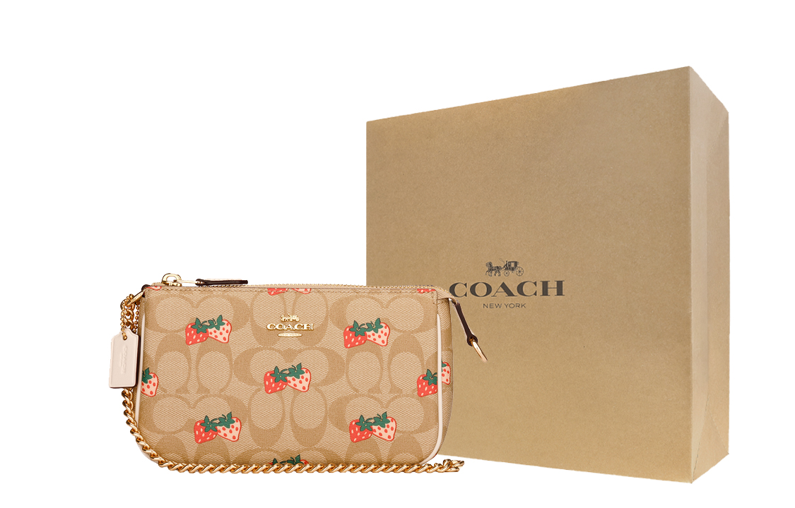 

COACH Кожаный клатч на цепочке с возможностью ношения через плечо на запястье или в руках