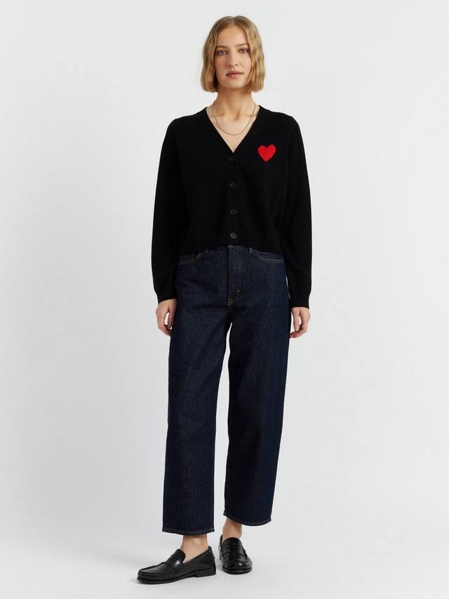 

Кардиган бретон с длинными рукавами и V-образным вырезом с рисунком в виде сердца из кашемировой смеси Chinti & Parker