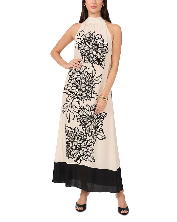 

Платье с высоким воротником и цветочным принтом VINCE CAMUTO, коричневый/бежевый