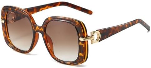 

Женские солнцезащитные очки с градиентной квадратной оправой 2027 года, супервысокого качества, модные, с металлическими шарнирами, зеркальные, с защитой от УФ-излучения UV400 generic, Leopard