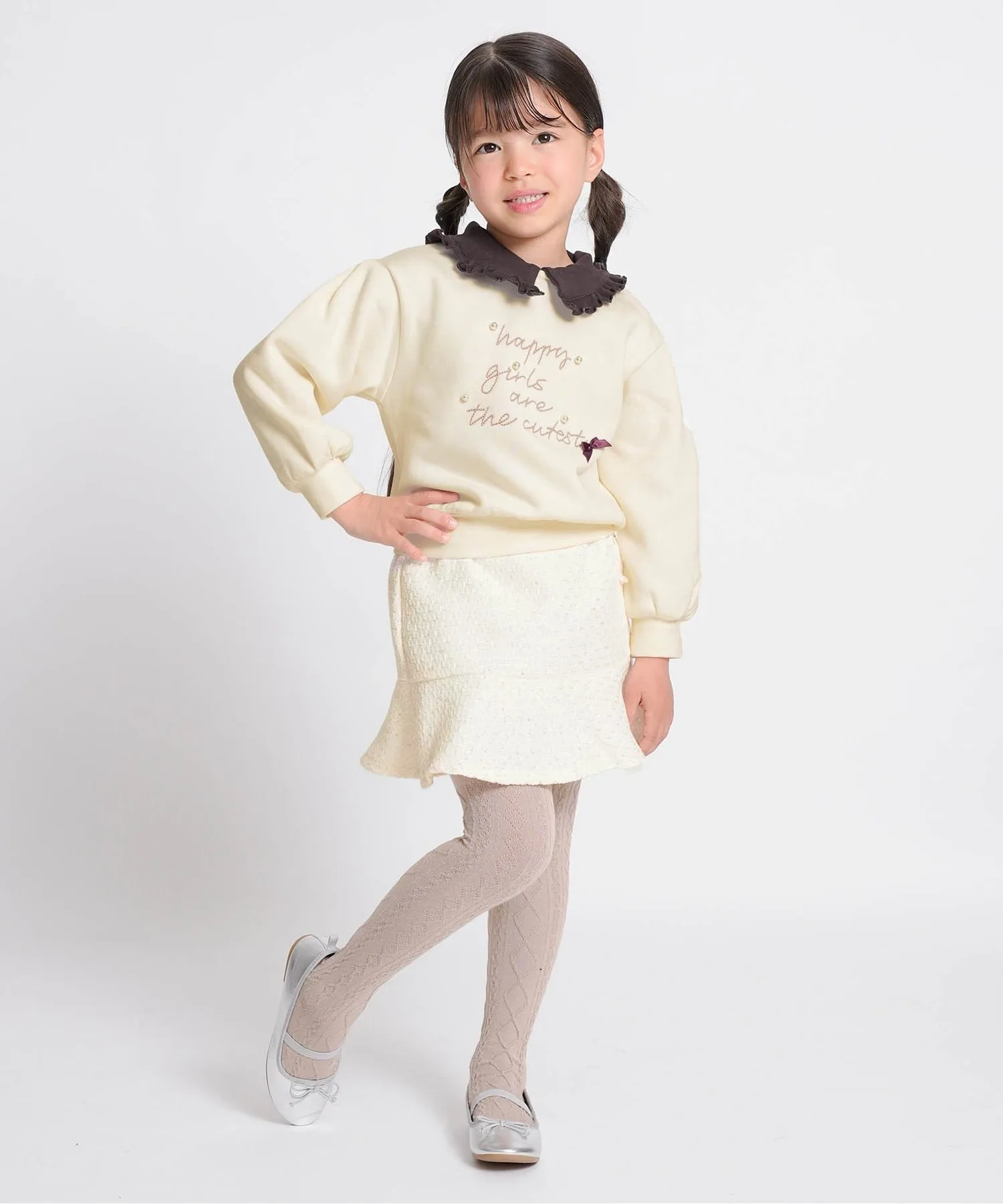 Детская юбка-брюки с пайетками Seraph Kirakira Tweed Skirt Pants off-white — фото 4