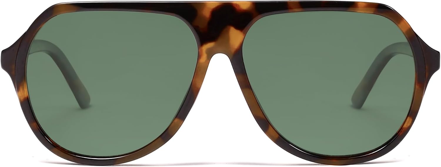 

Солнцезащитные очки-авиаторы VANLINKER Retro Oversized Polarized для женщин и мужчин, винтажные, 70-е годы, большие квадратные, VL9851, C2-polarized Green Lens/Tortoise Frame