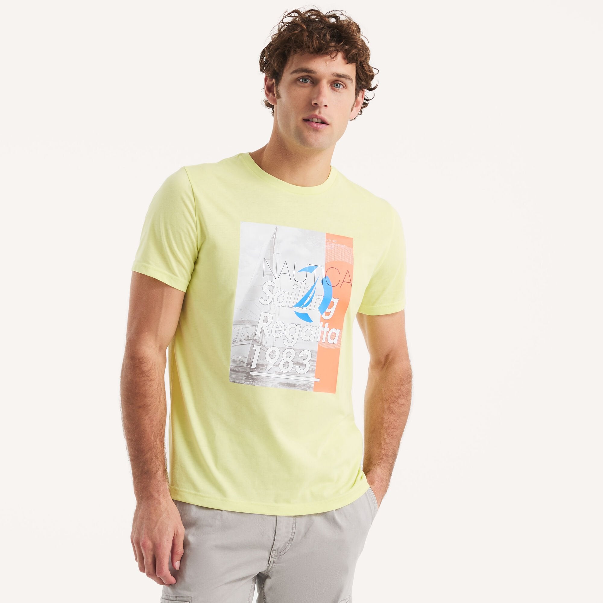 

Футболка Nautica Mens Sailing Regatta с графикой, цвет slice of lime