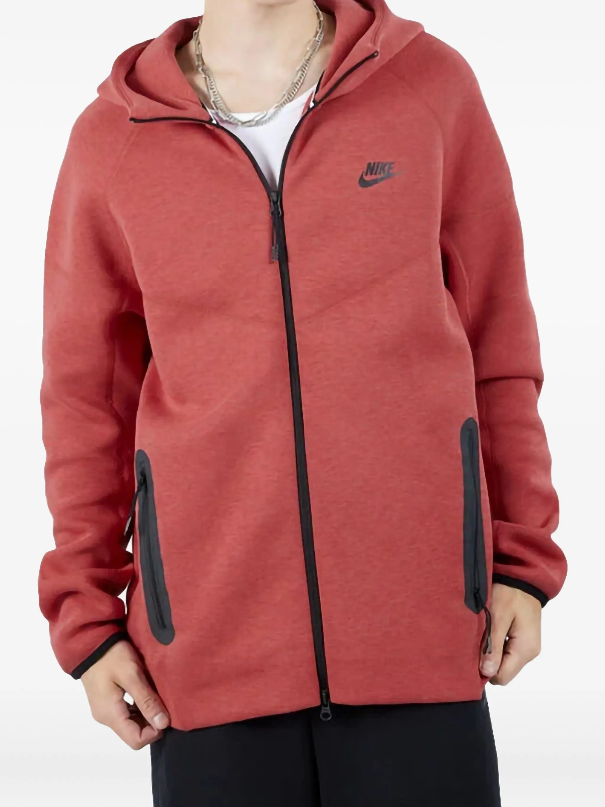 

Флисовое худи Light University Heather/Black Nike, красный