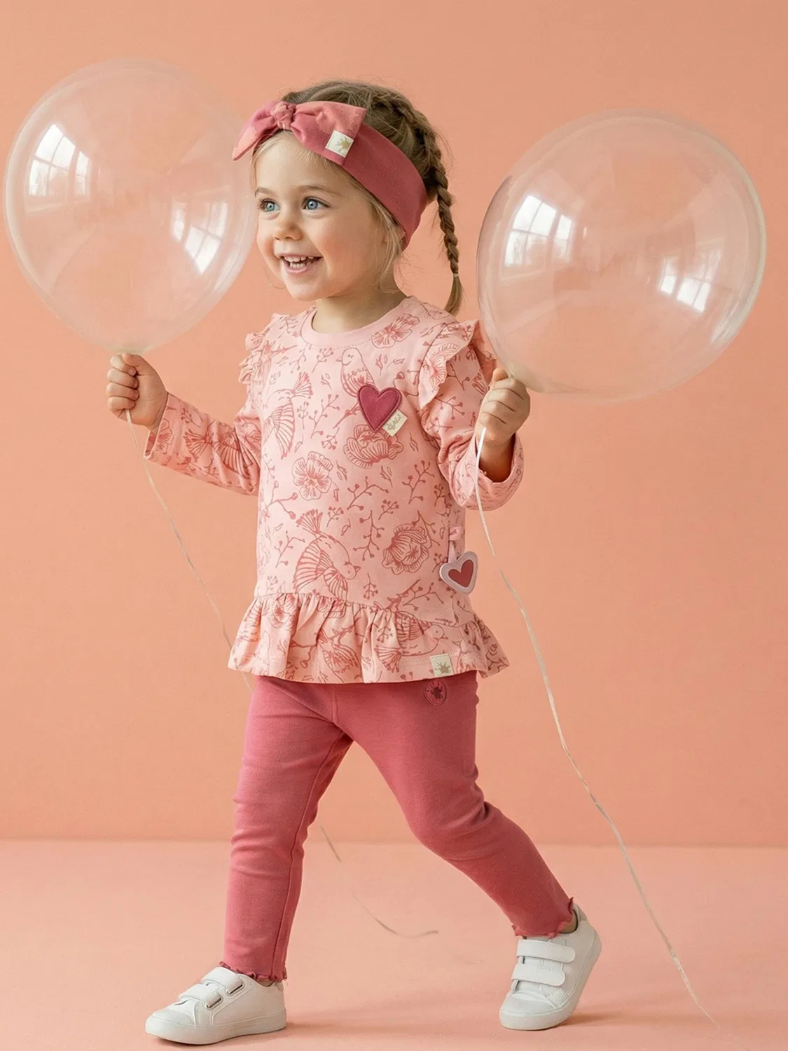Рубашка Sigikid Longshirt Pink Birds светло-розового цвета — фото 3