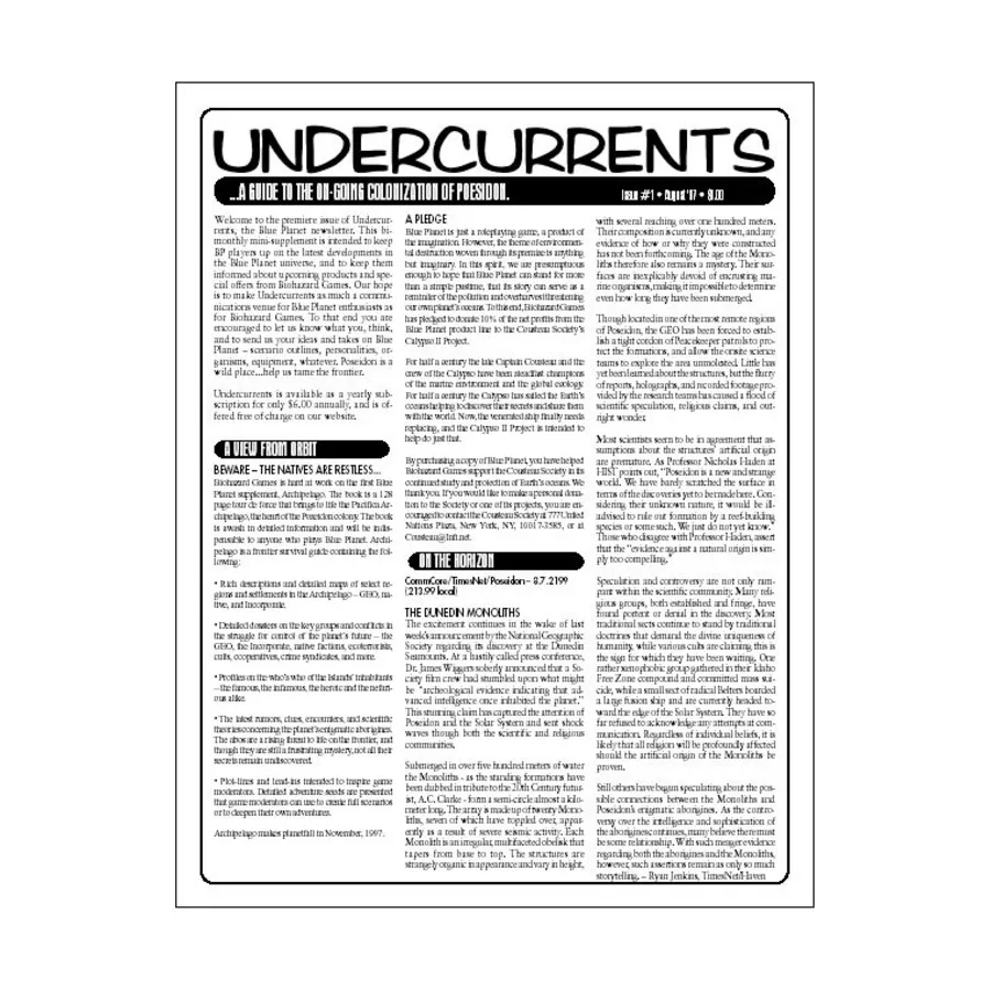 

Журнал Undercurrents #1, Blue Planet (1st Edition) (Biohazard Games)