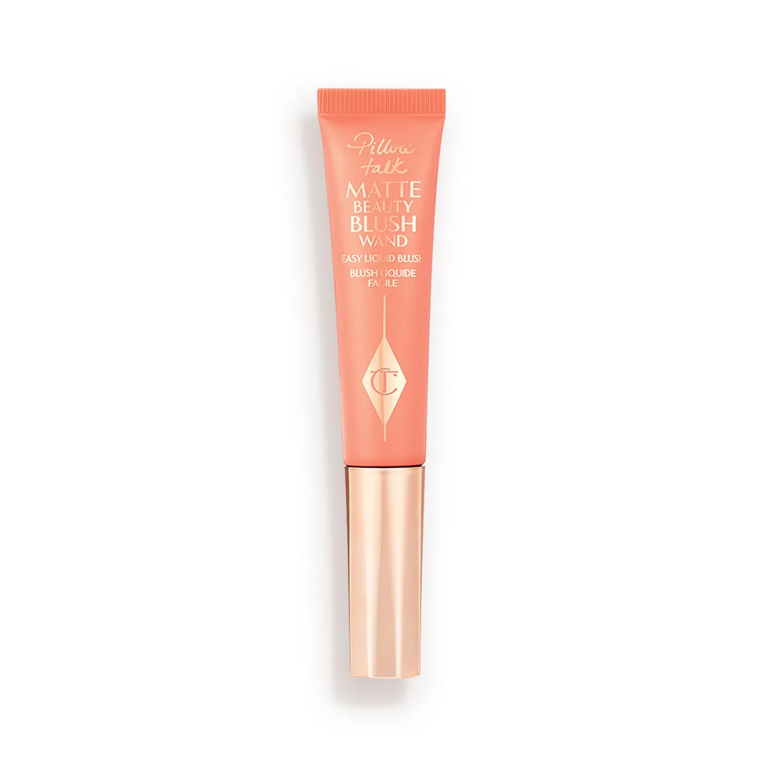 Charlotte Tilbury Pillow Talk Matte жидкий румяна-стик с аппликатором-подушечкой, матовый эффект и технология Lumi-Blur для мягкого фокуса, Pillow Talk Peach Pop - matte nude-peach