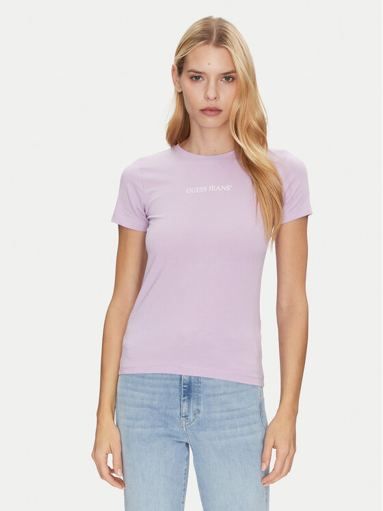 

Облегающая футболка W4YI01 J1314 Guess Jeans, фиолетовый