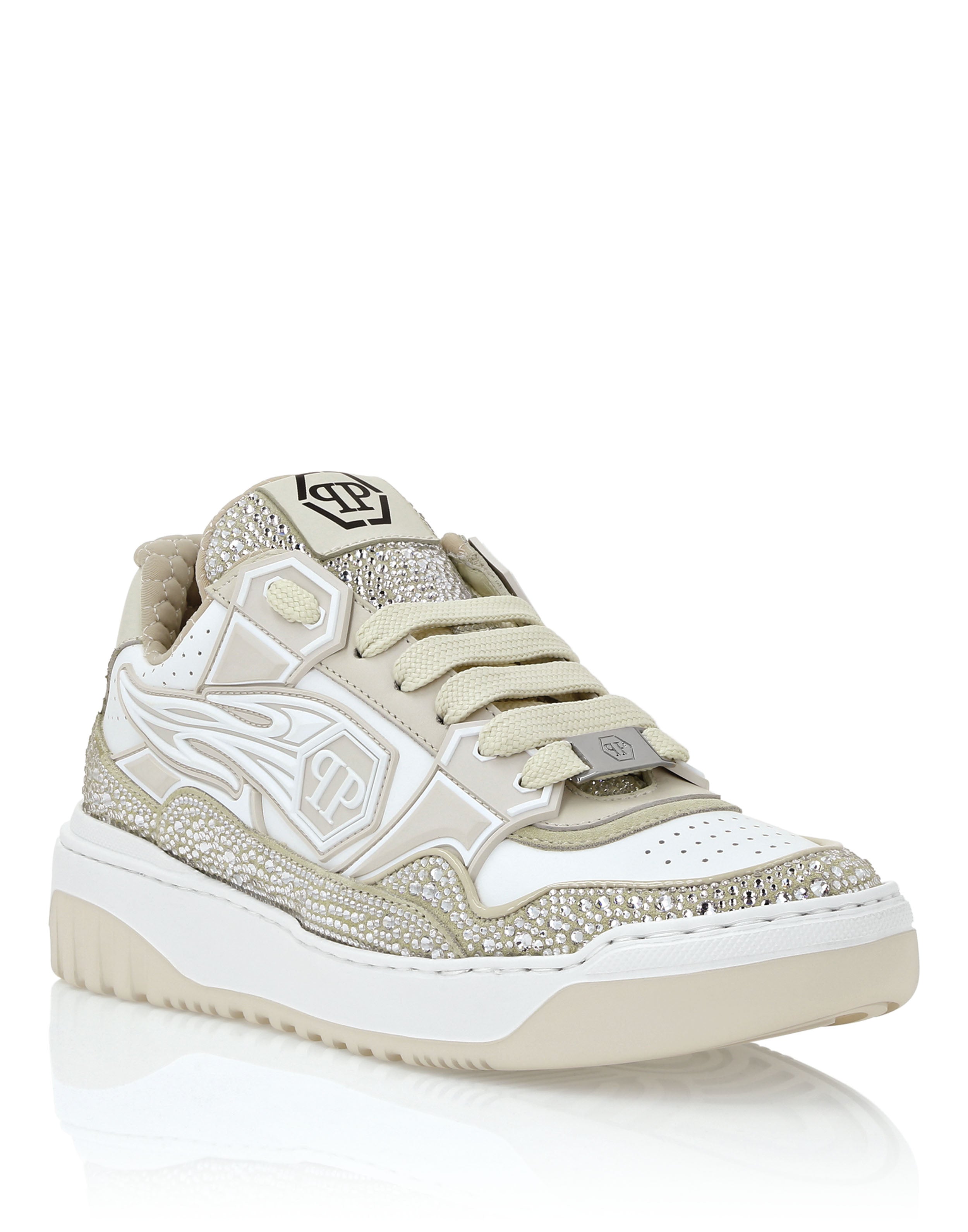 Кожаные низкие кроссовки Moon Walker PHILIPP PLEIN, бежевый