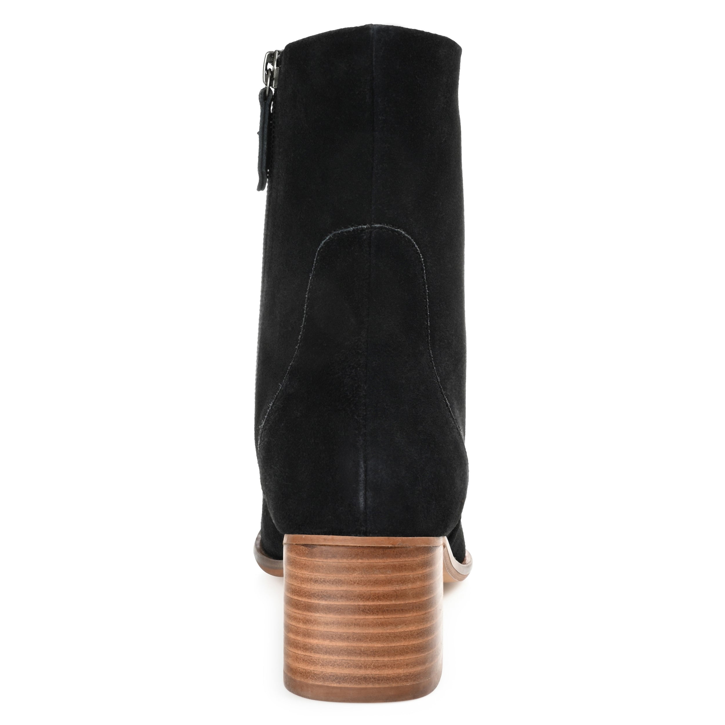Женские ботильоны Journee Signature из натуральной кожи Airly Almond Toe Stacked Ankle Boots, черный — фото 3