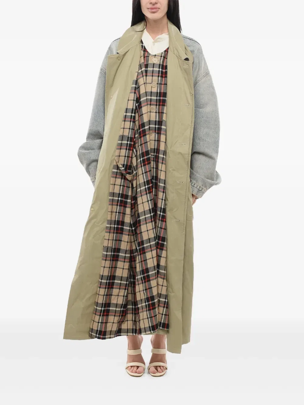 Пальто асимметричного кроя Balenciaga, бежевый