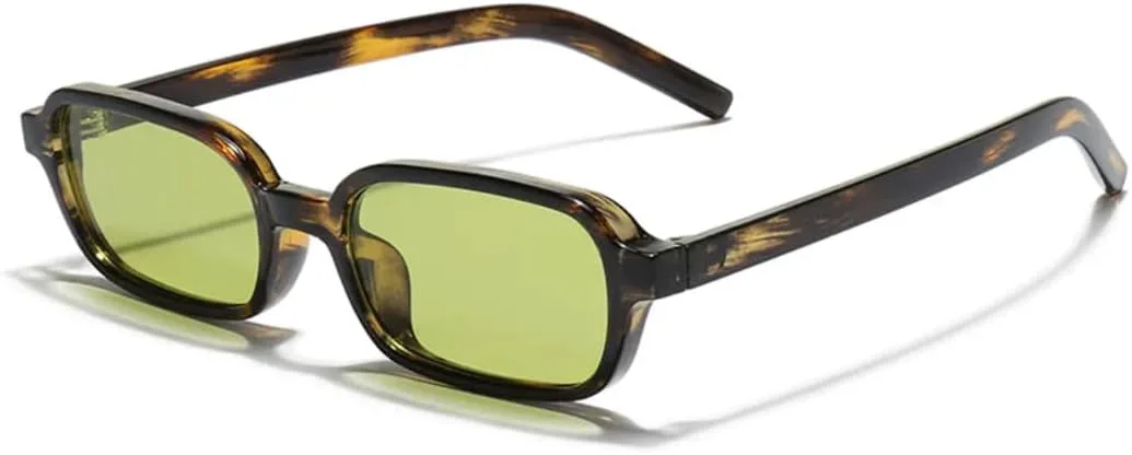 

Маленькие прямоугольные солнцезащитные очки для женщин, защита от УФ-излучения UV400, модные, розовые, зеленые, для мужчин, в стиле панк HHZZYVY, Green Stripe Green