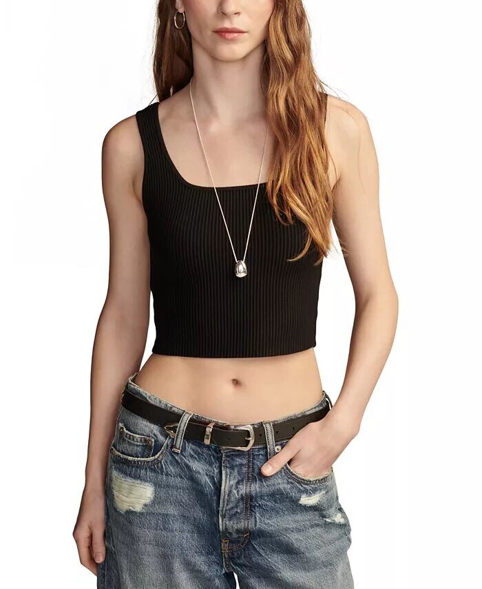 

Женская укороченная майка ребристой вязки Lucky Brand, черный