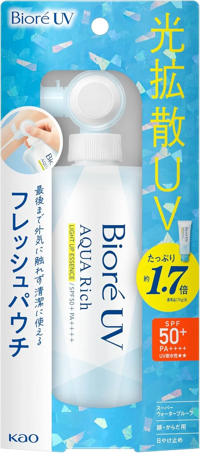 Солнцезащитная эссенция Biore UV Aqua Rich Light Up Essence Fresh Pouch, 120 г, белый